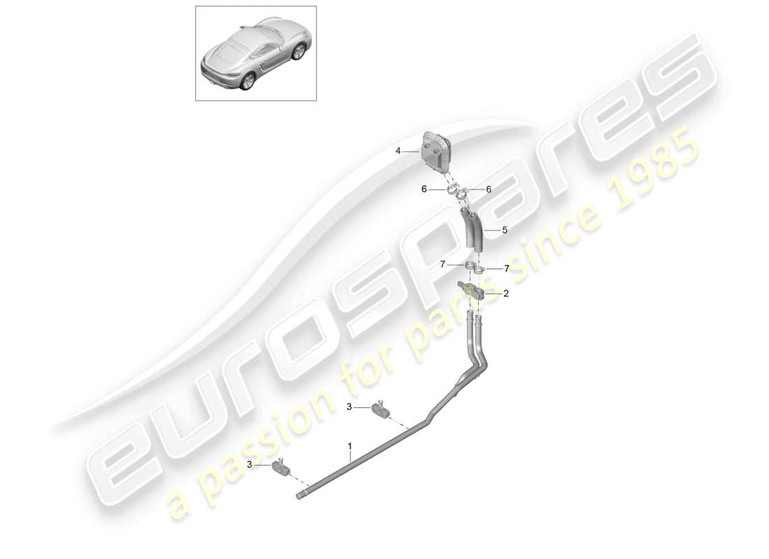 porsche 2022 (718 cayman) heater supply pipe return line part diagram
