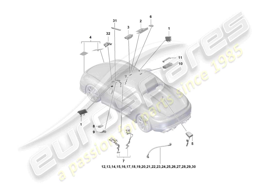 porsche 2023 (718 boxster spyder) aerial single wire part diagram