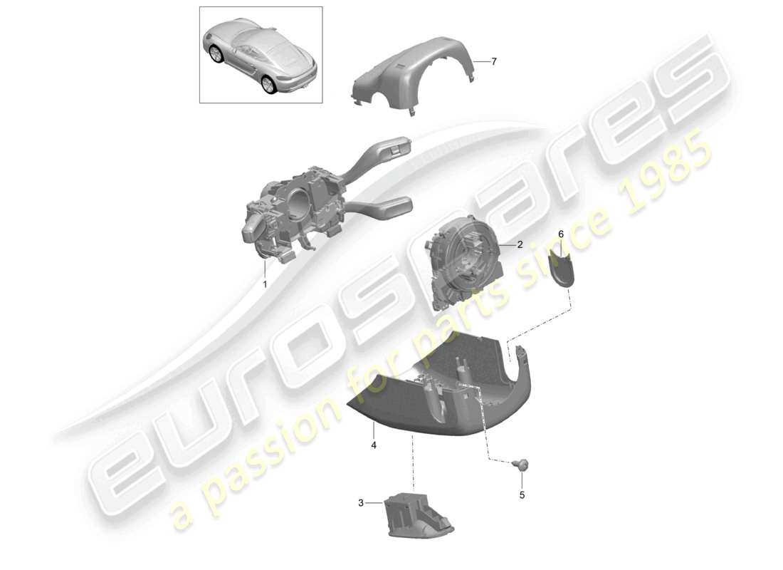 porsche 2023 (718 cayman) steering column switch part diagram
