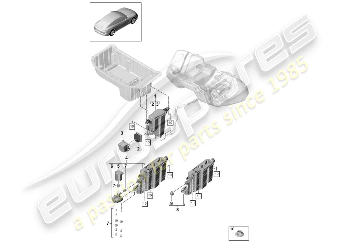 porsche 2021 (panamera 971-1) activated charcoal container part diagram