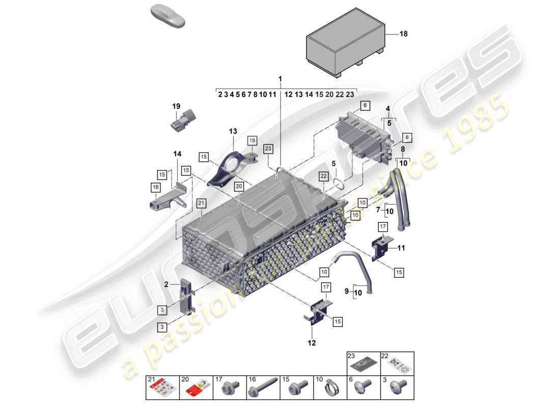 porsche 2025 (cayenne e3 pa) hybrid battery parts diagram