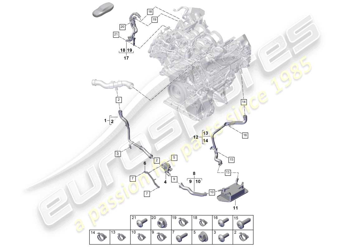 porsche 2025 (panamera 976) coolant cooling system part diagram