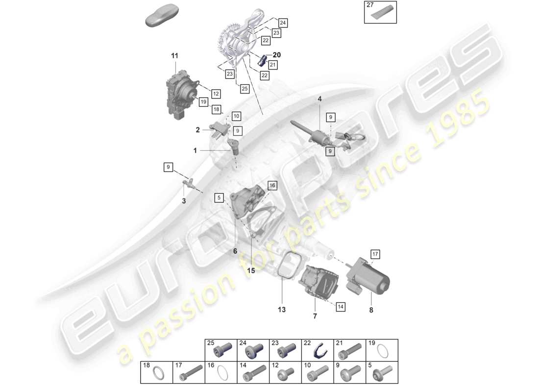 porsche 2021 (taycan 9j1-1) rear axle differential sensors throttle control element part diagram