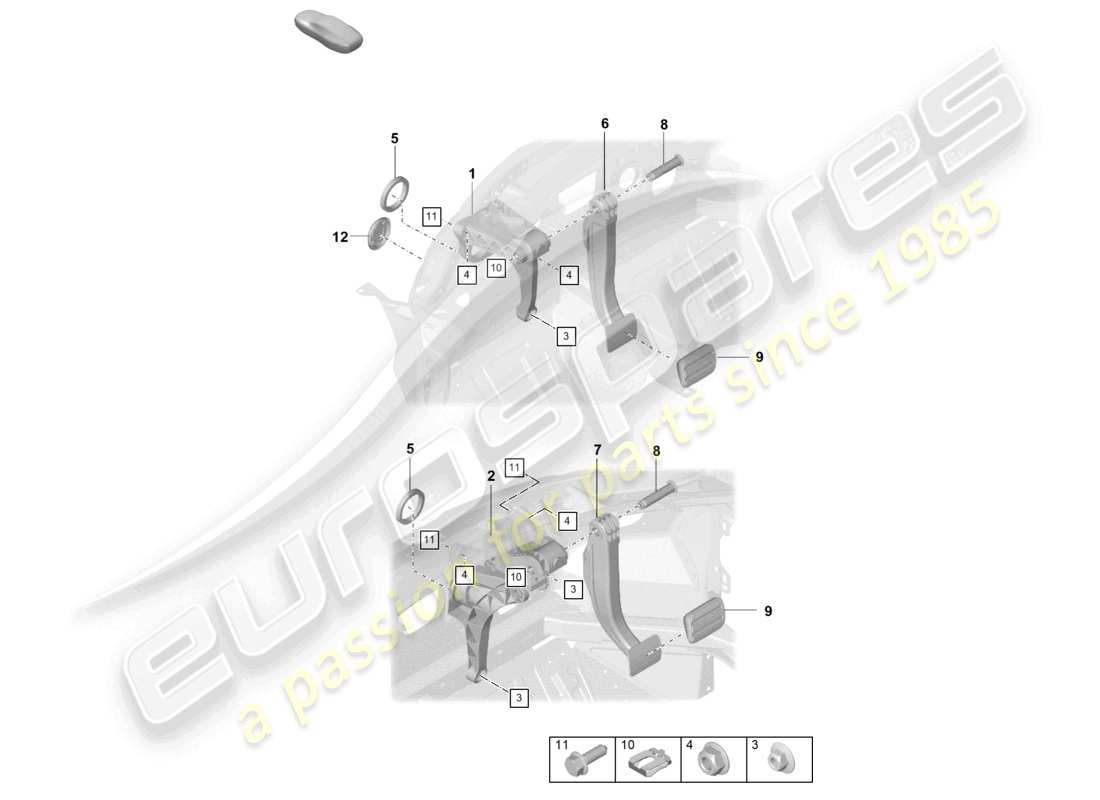 porsche 2022 (992-1 turbo / s) brake pedal for 8-speed automatic gearbox part diagram
