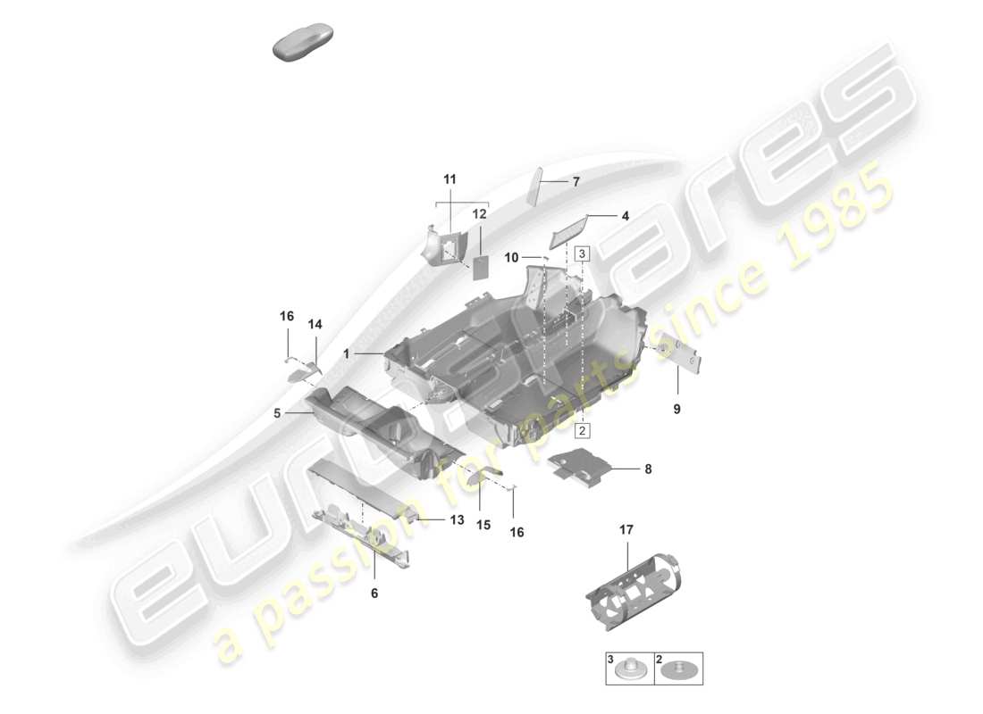 porsche 2023 (992-1 gt3/rs/st) flooring (carpet) trims part diagram