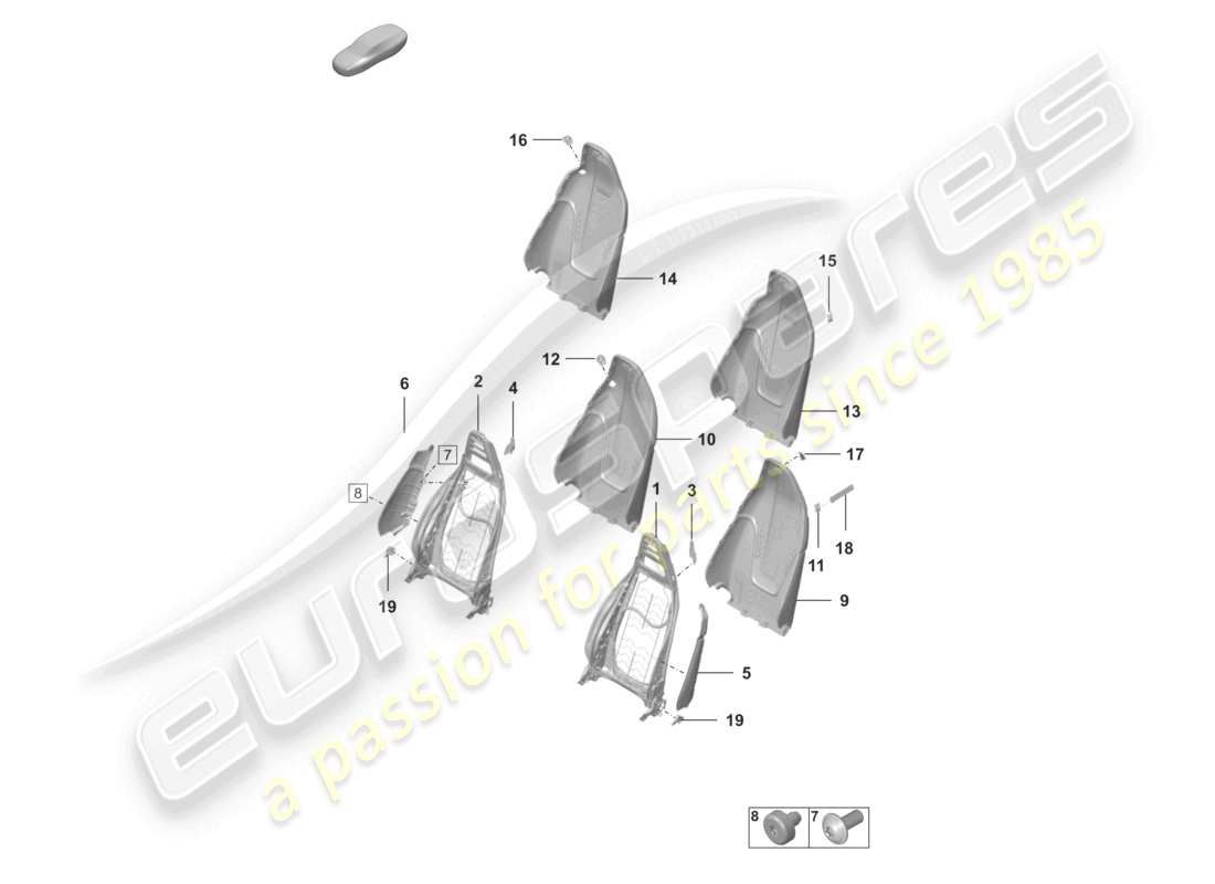 porsche 2023 (992-1 gt3/rs/st) backrest frame part diagram