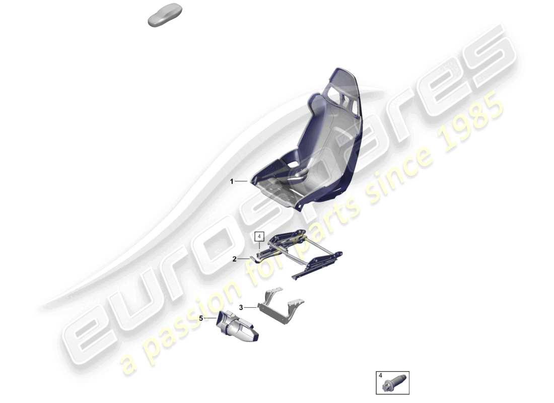 porsche 2023 (992-1 gt3/rs/st) bucket seat seat shell part diagram