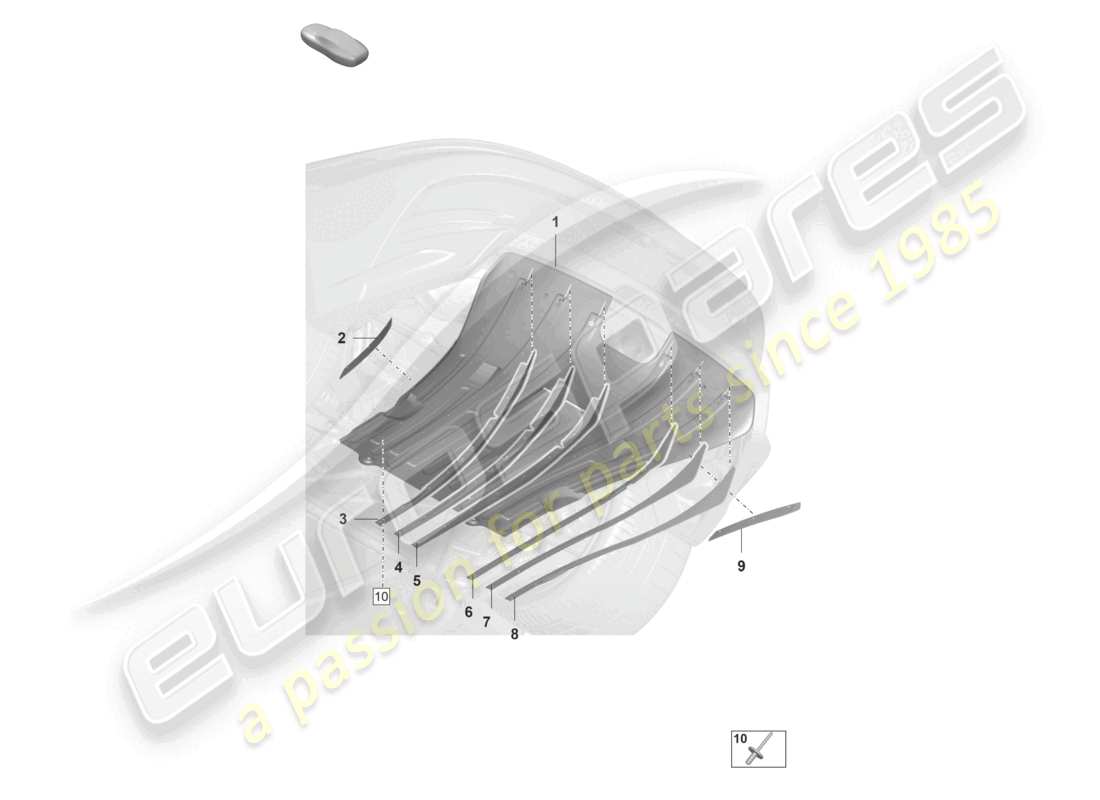 porsche 2022 (992-1 gt3/rs/st) underbody trim rear diffuser individual parts part diagram