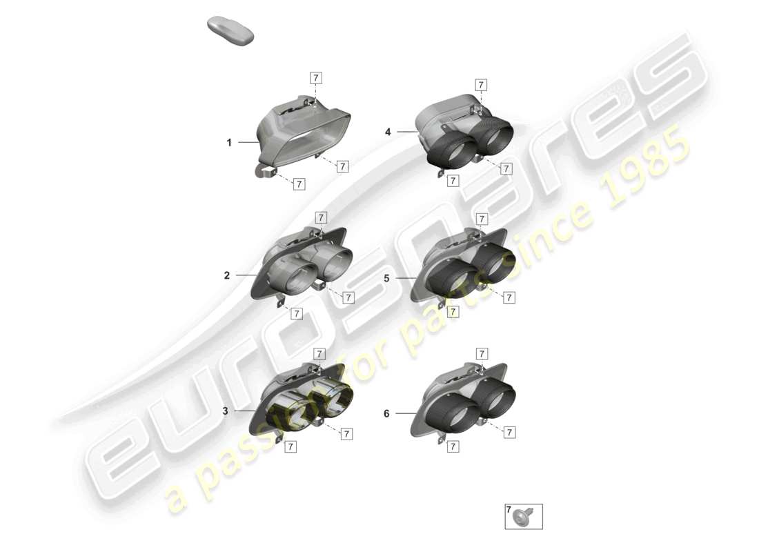 porsche 2024 (992-1) exhaust tail pipe part diagram