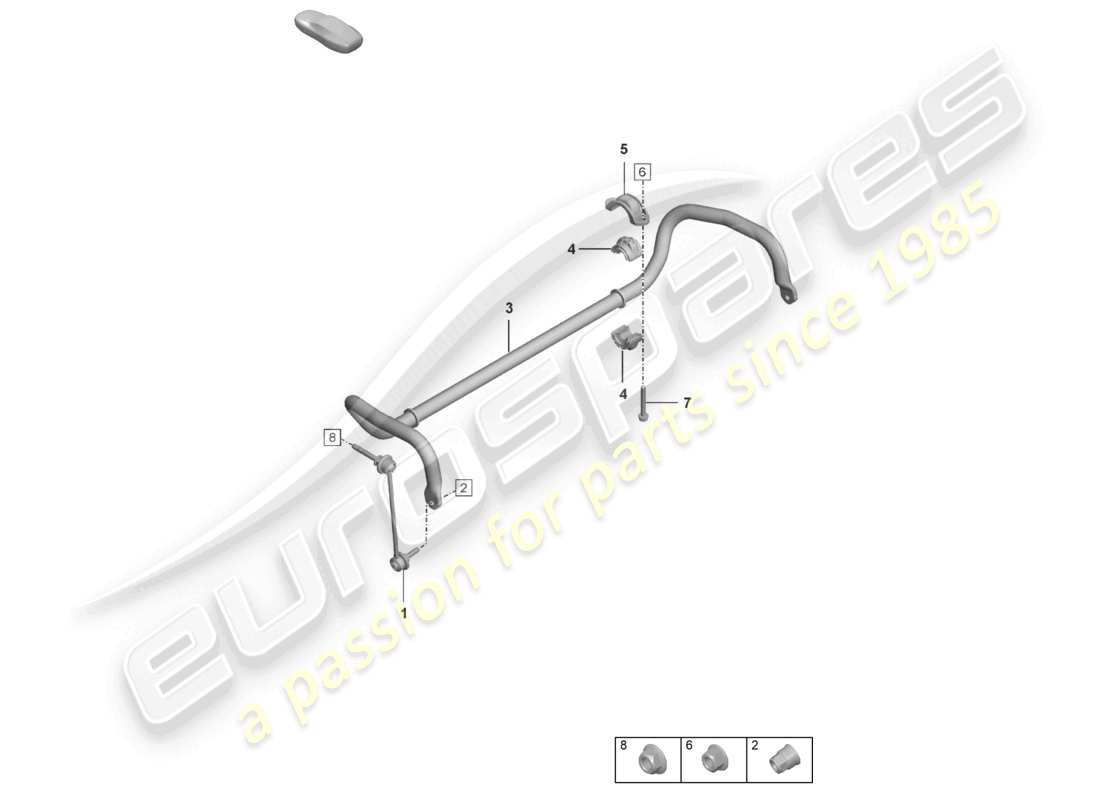 porsche 2024 (992-1) anti-roll bar coupling rod part diagram