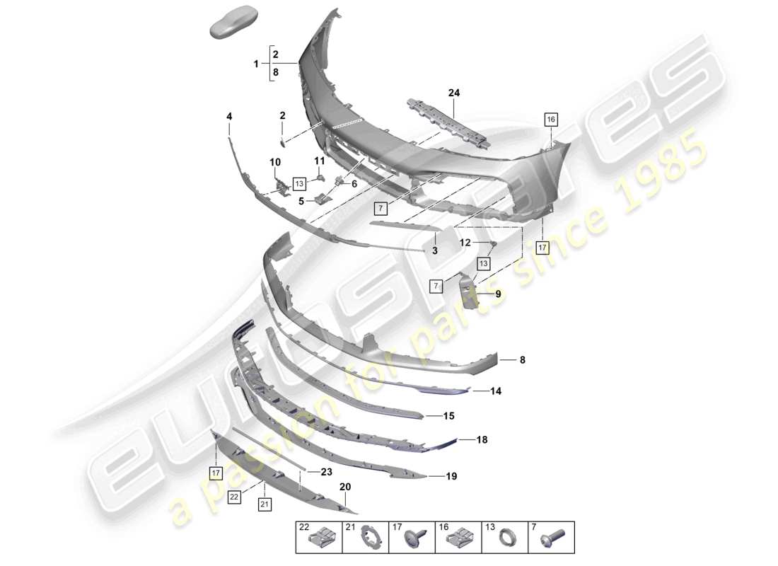porsche 2022 (992-1 turbo / s) bumper sport classic part diagram