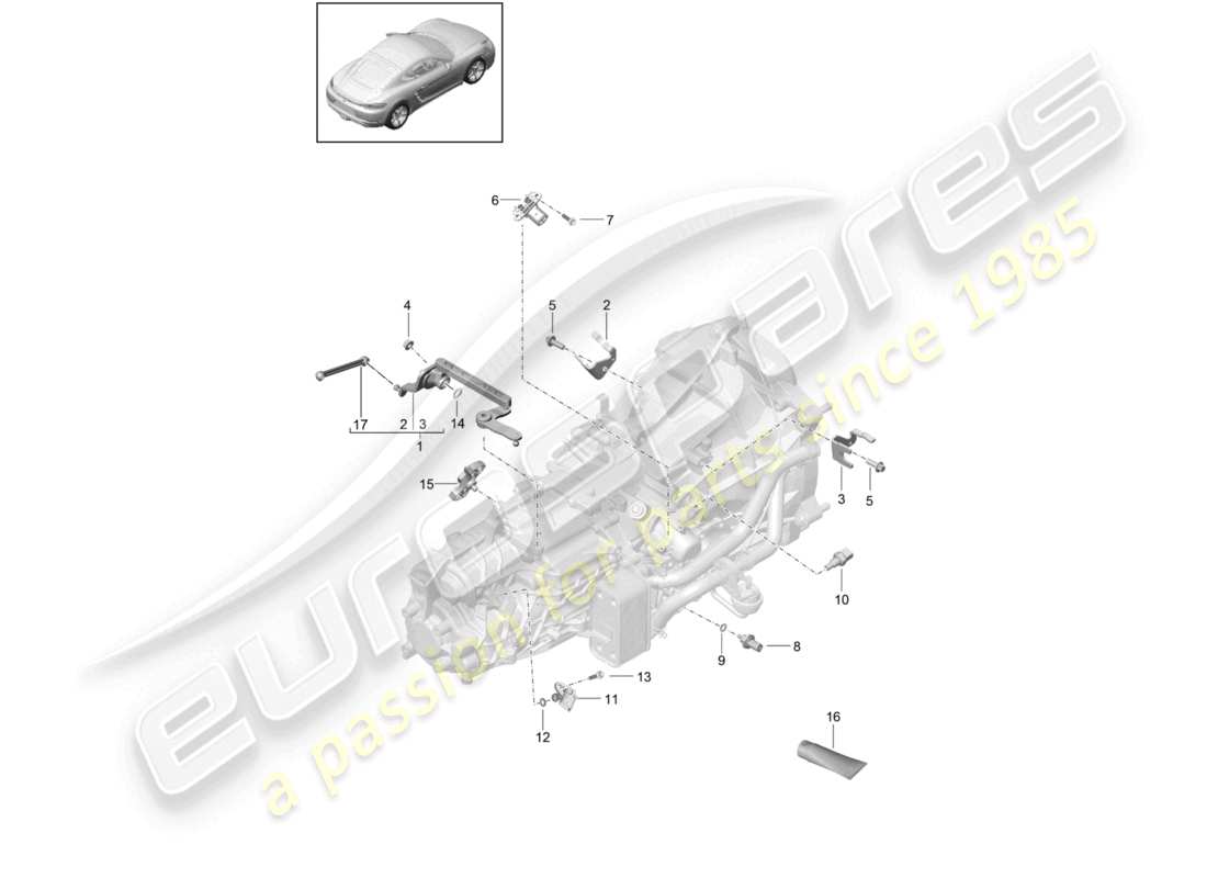 porsche 2021 (718 cayman) manual gearbox individual parts sensor module part diagram