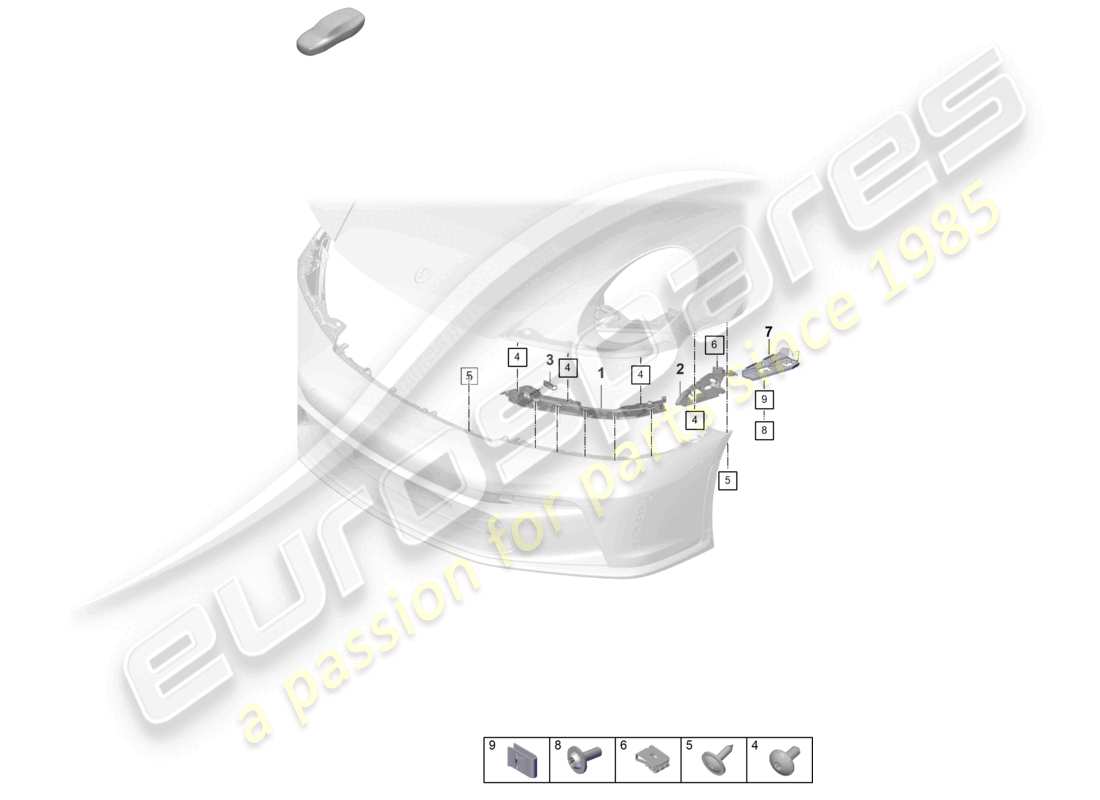 porsche 2022 (992-1 gt3/rs/st) bumper fasteners part diagram