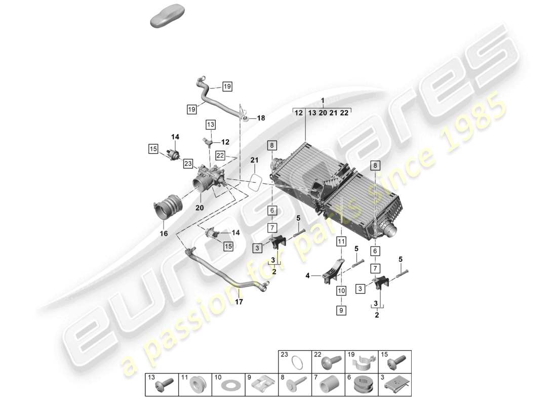porsche 2026 (992-2 turbo / s) charge air cooler part diagram