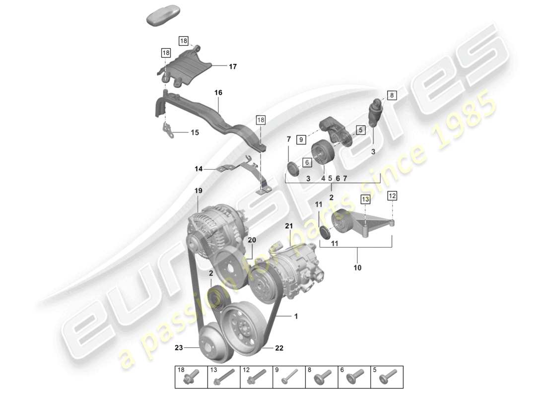 porsche 2022 (992-1 turbo / s) poly-v-belt belt tensioner damper part diagram
