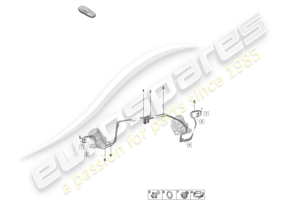 porsche 2022 (992-1 turbo / s) exhaust gas turbocharger coolant pipe part diagram