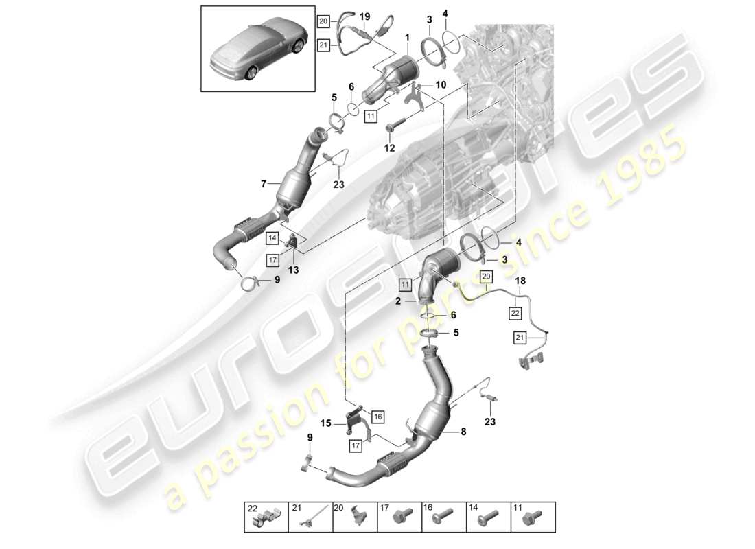 porsche 2021 (panamera 971-1) exhaust system catalytic converter lambda probe d - 17.06.2019>> part diagram