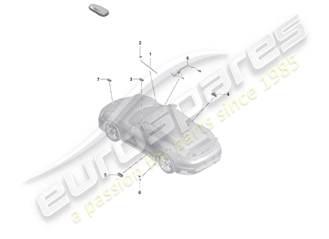 porsche 2021 (992-1 turbo / s) interior light door warning light footwell light part diagram