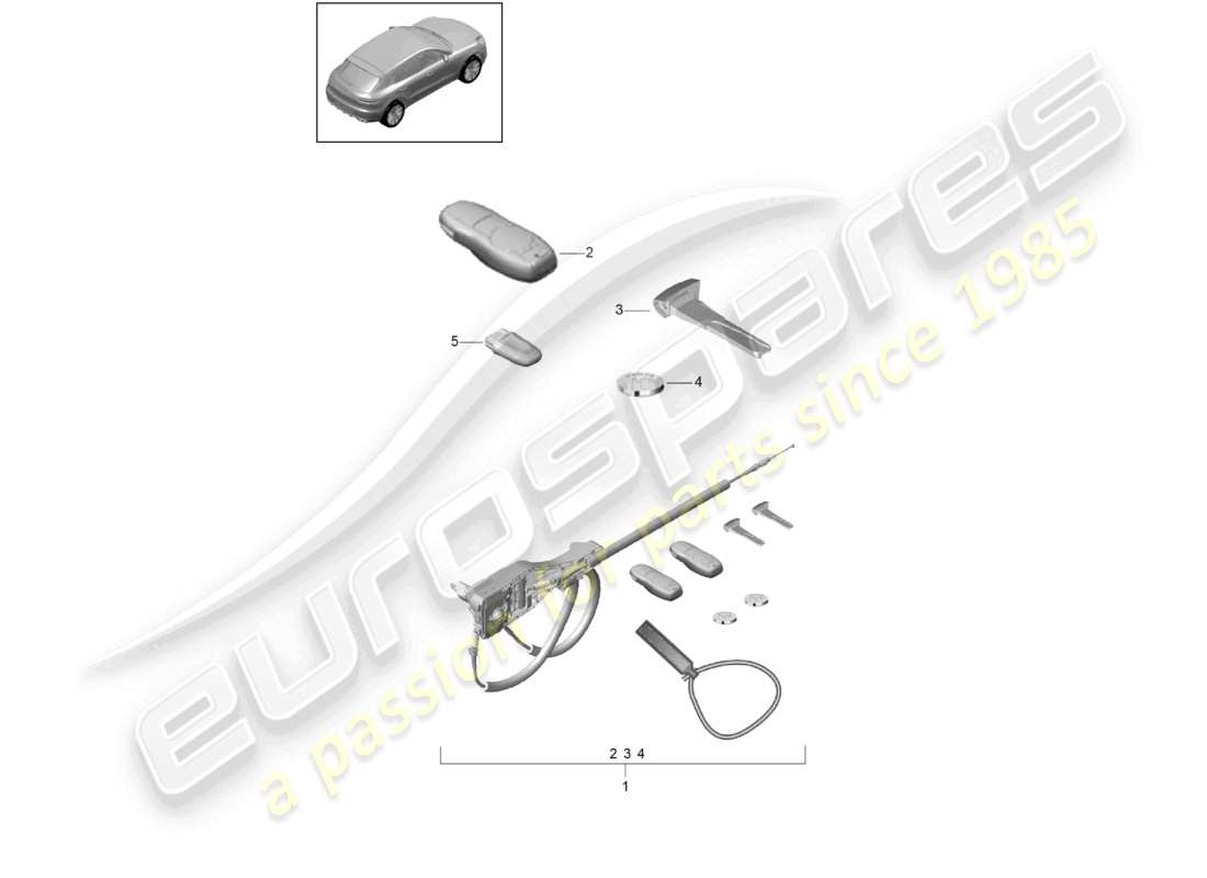 porsche 2021 (macan) 1 set: locks and handheld transmitter part diagram