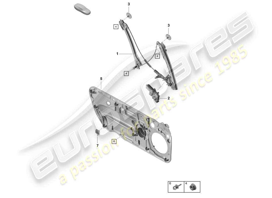 porsche 2020 (718 cayman gt4) window regulator part diagram