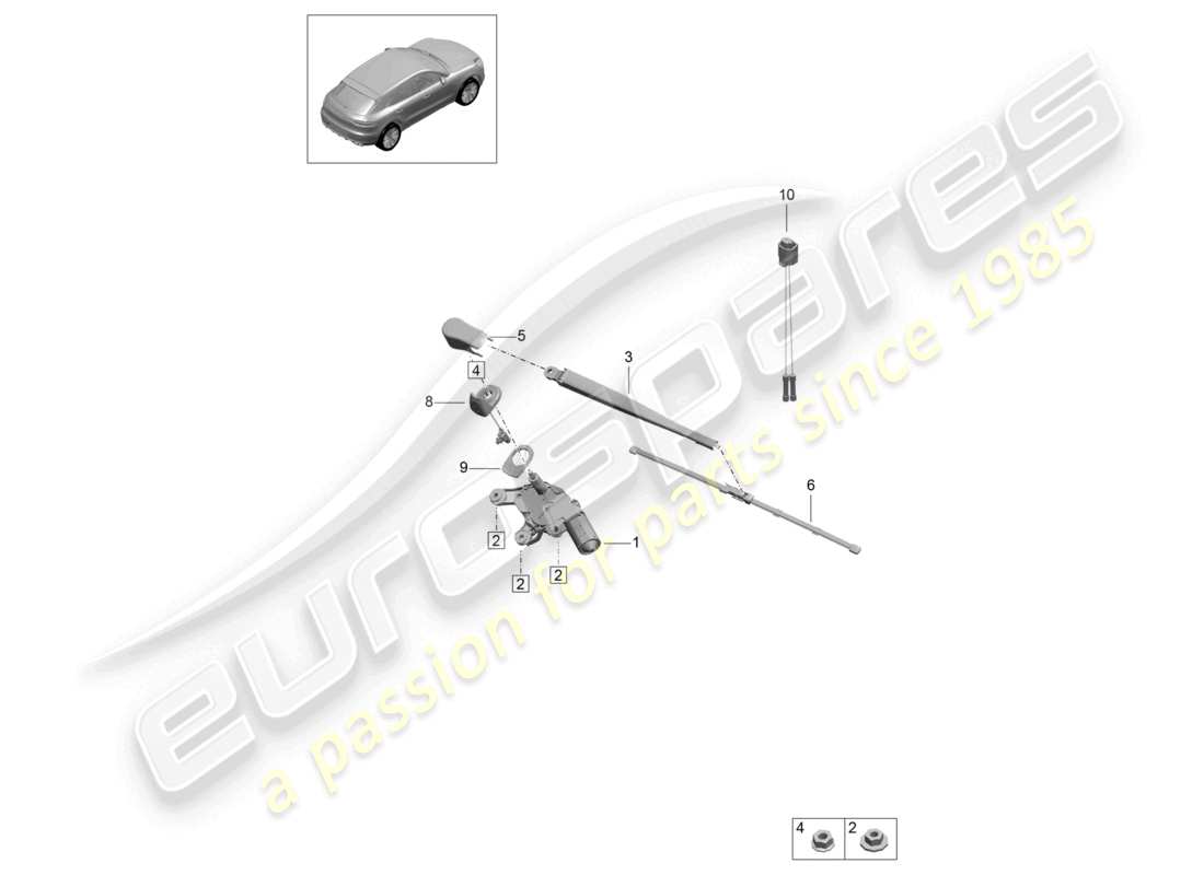porsche 2021 (macan) rear window wiper part diagram