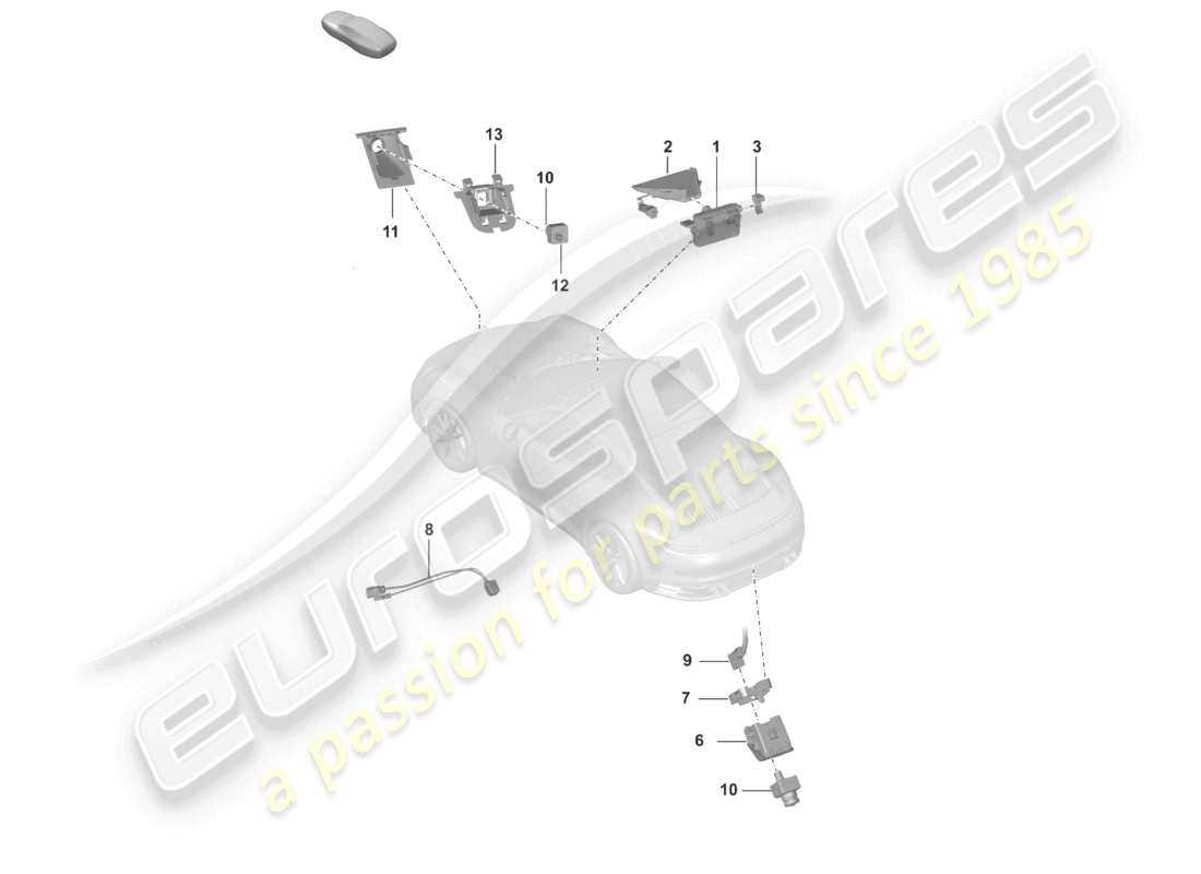 porsche 2022 (992-1) front camera for driver assistance programs reversing camera real top view part diagram