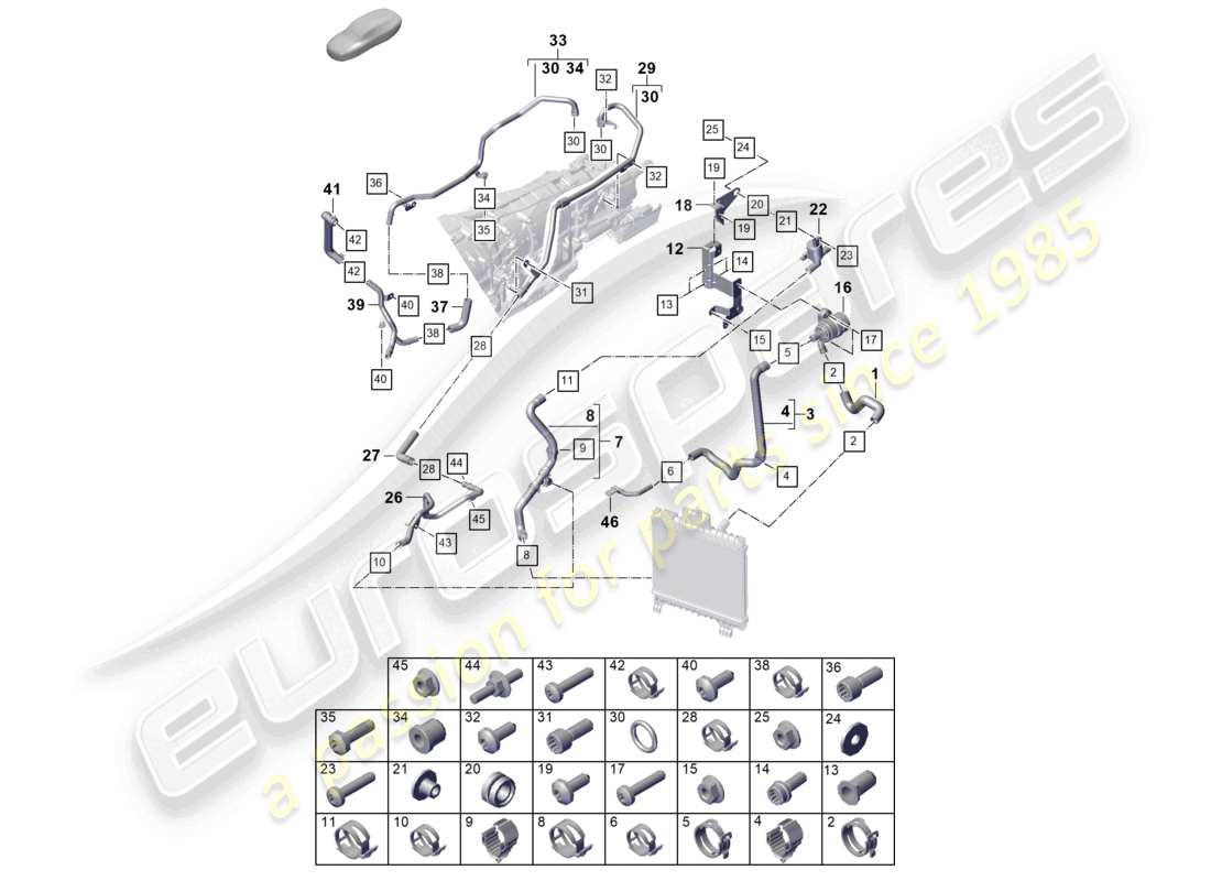 porsche 2023 (cayenne e3 pa) coolant cooling system part diagram