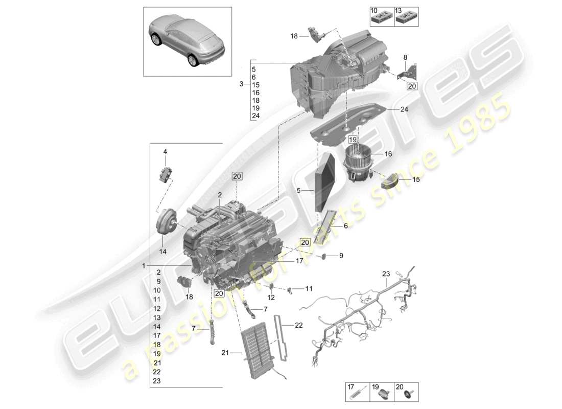 porsche 2021 (macan) air conditioning r1234yf part diagram