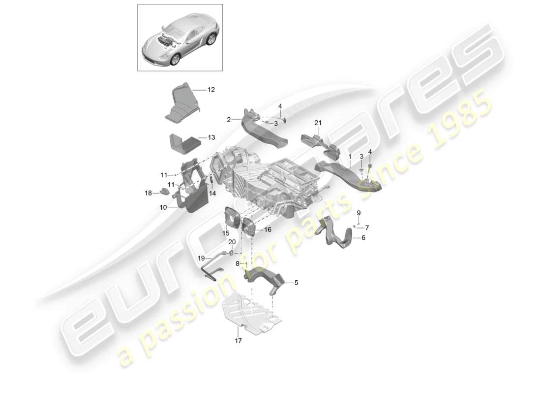 porsche 2025 (718 cayman) air guide part diagram