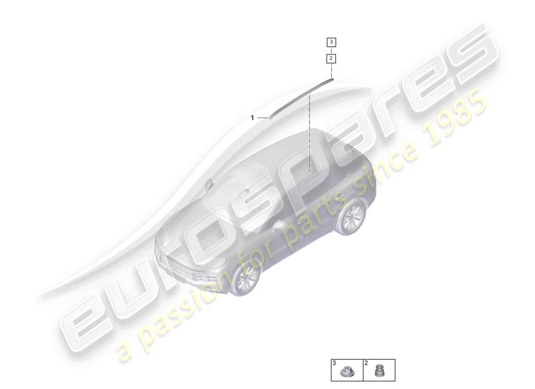 porsche 2023 (cayenne e3 pa) roof rail part diagram