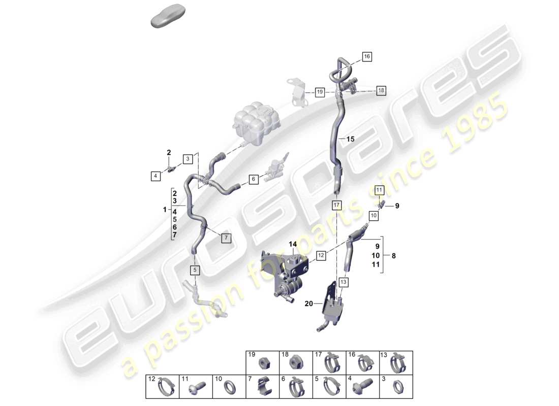 porsche 2023 (cayenne e3 pa) coolant cooling system part diagram
