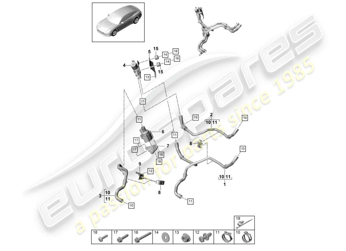 porsche 2021 (panamera 971-1) heater diesel with: auxiliary heater parts diagram