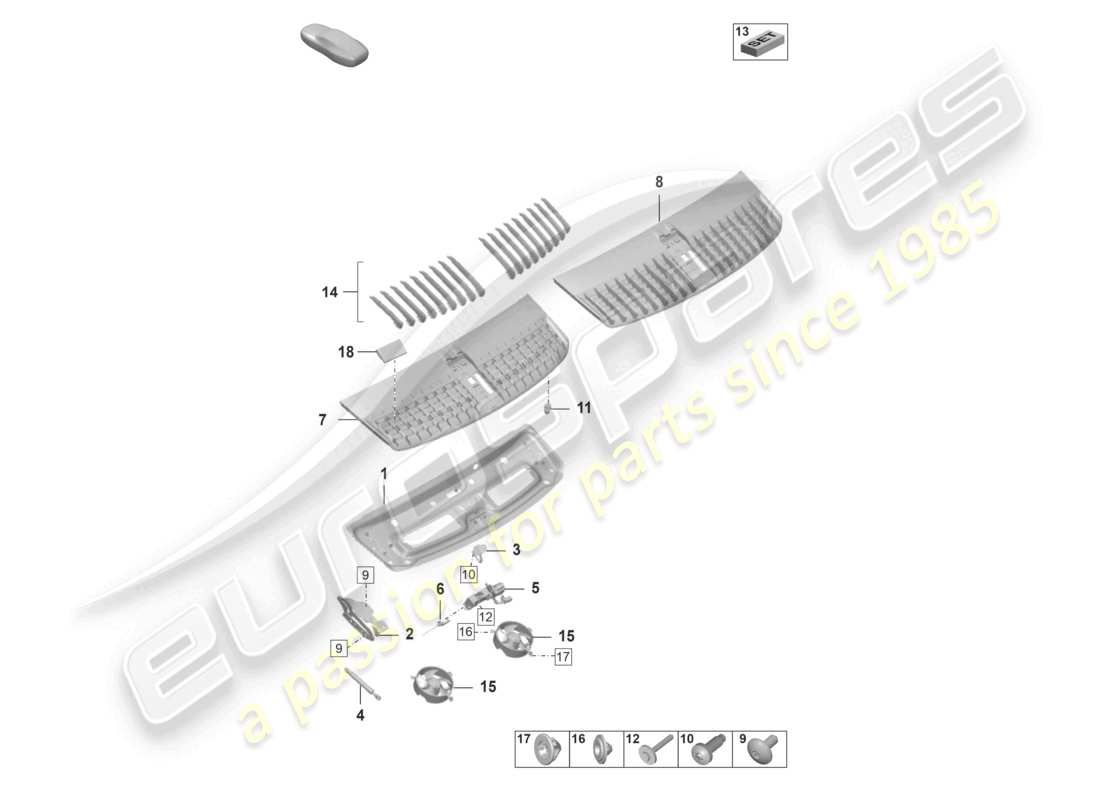 porsche 2022 (992-1) tailgate/boot lid part diagram