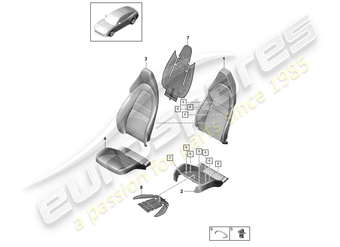 porsche 2021 (panamera 971-1) seat for comfort seat part diagram