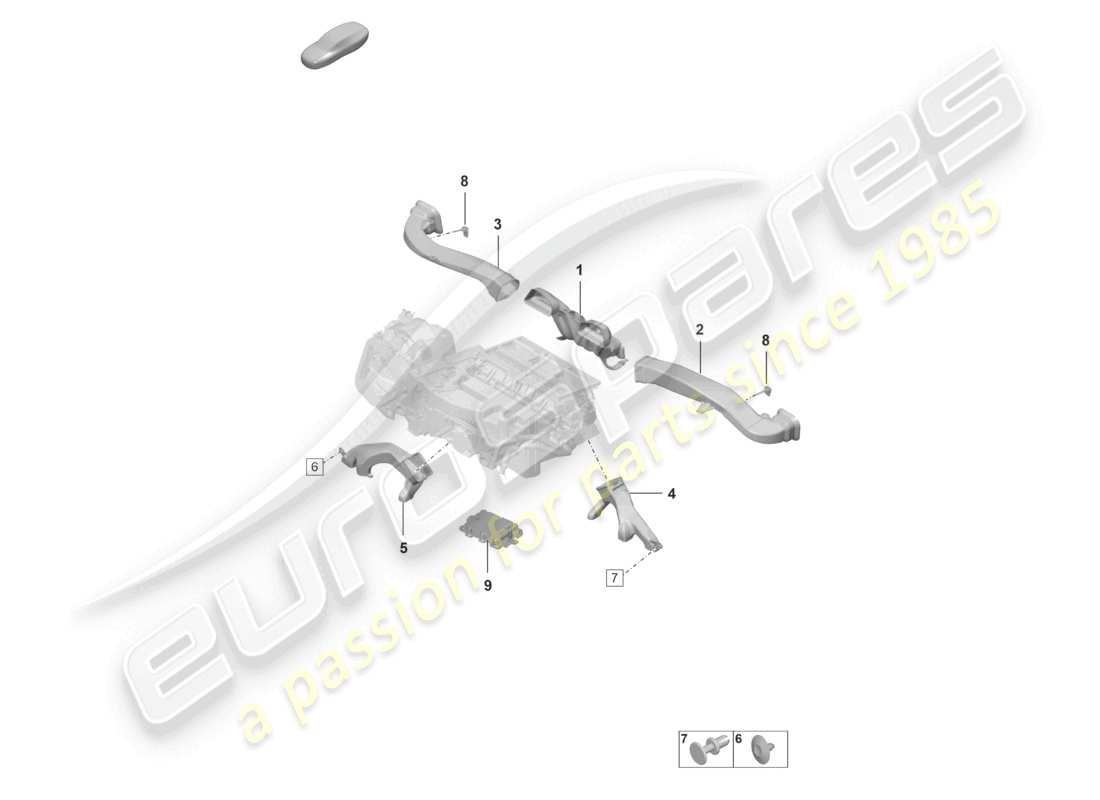 porsche 2024 (992-2 gt3/rs/st) air conditioning interior air guide part diagram