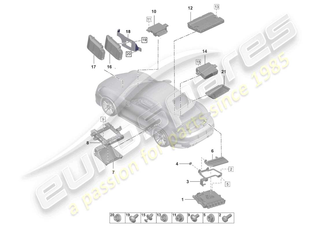 porsche 2022 (992-1 turbo / s) control units part diagram