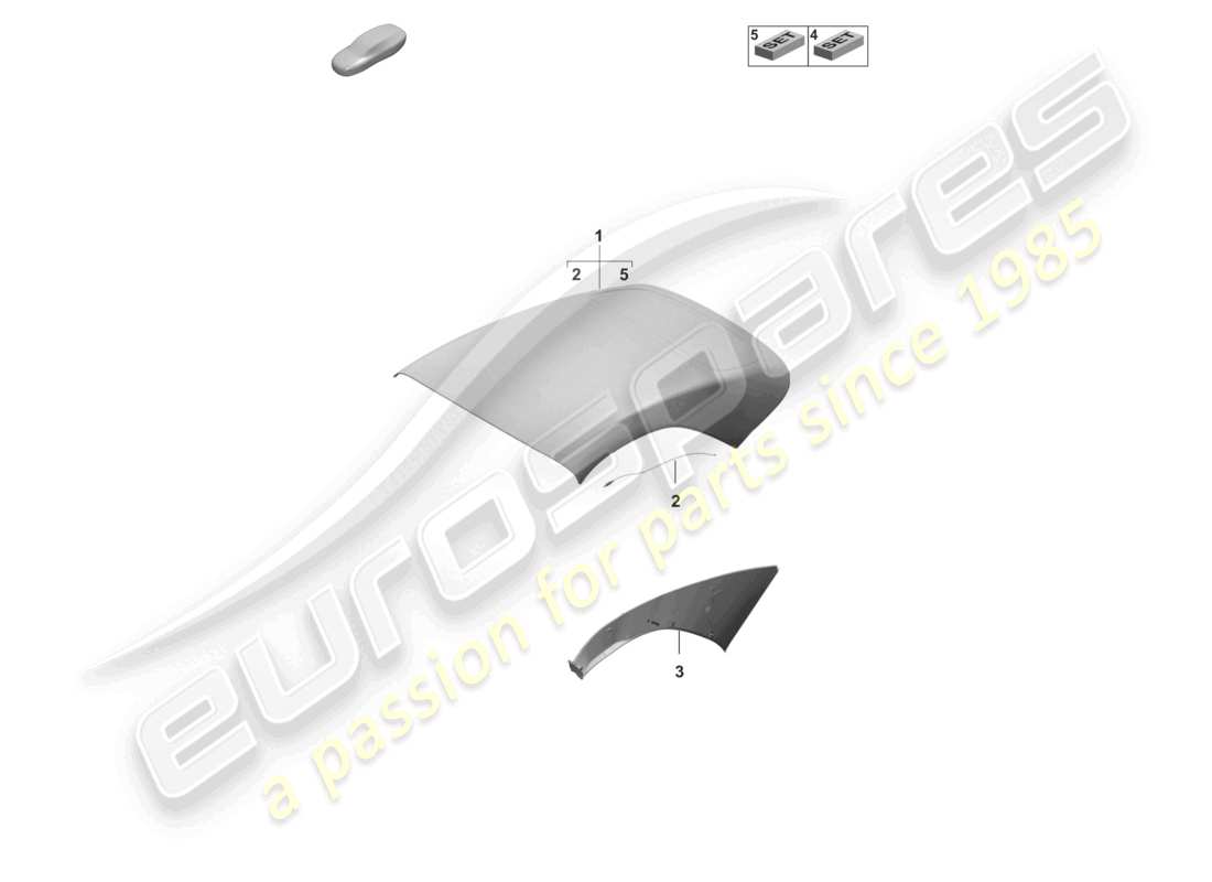 porsche 2023 (992-1 turbo / s) convertible top covering moulded headliner side part diagram