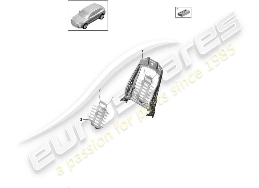 porsche 2021 (macan) backrest frame accessories sundry comfort seat part diagram