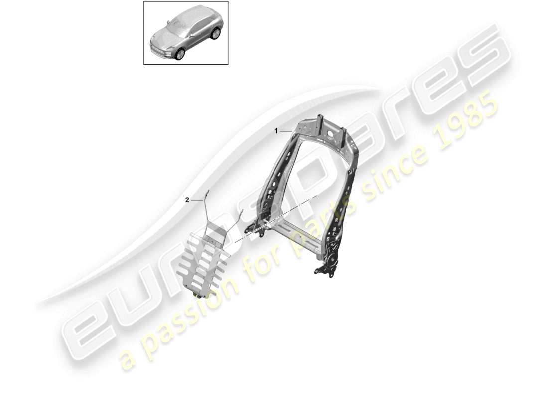 porsche 2021 (macan) backrest frame accessories sundry standard seat part diagram