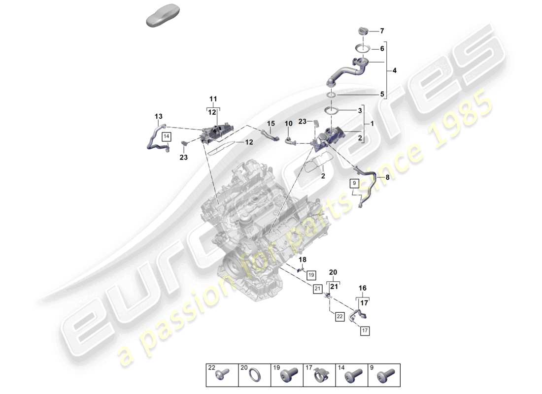 porsche 2023 (cayenne e3 pa) ventilation for cylinder block oil separator part diagram