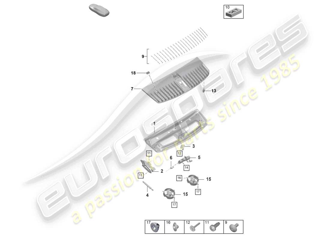 porsche 2021 (992-1 turbo / s) tailgate/boot lid part diagram
