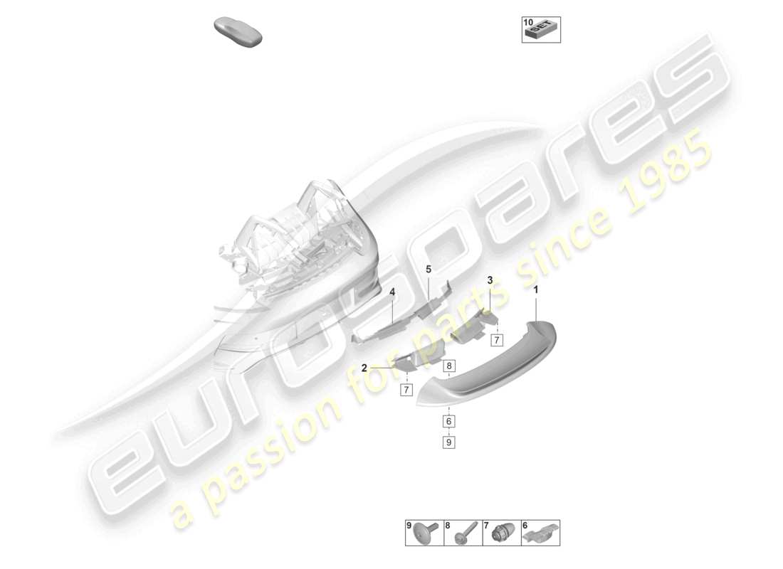 porsche 2022 (992-1 gt3/rs/st) rear spoiler part diagram