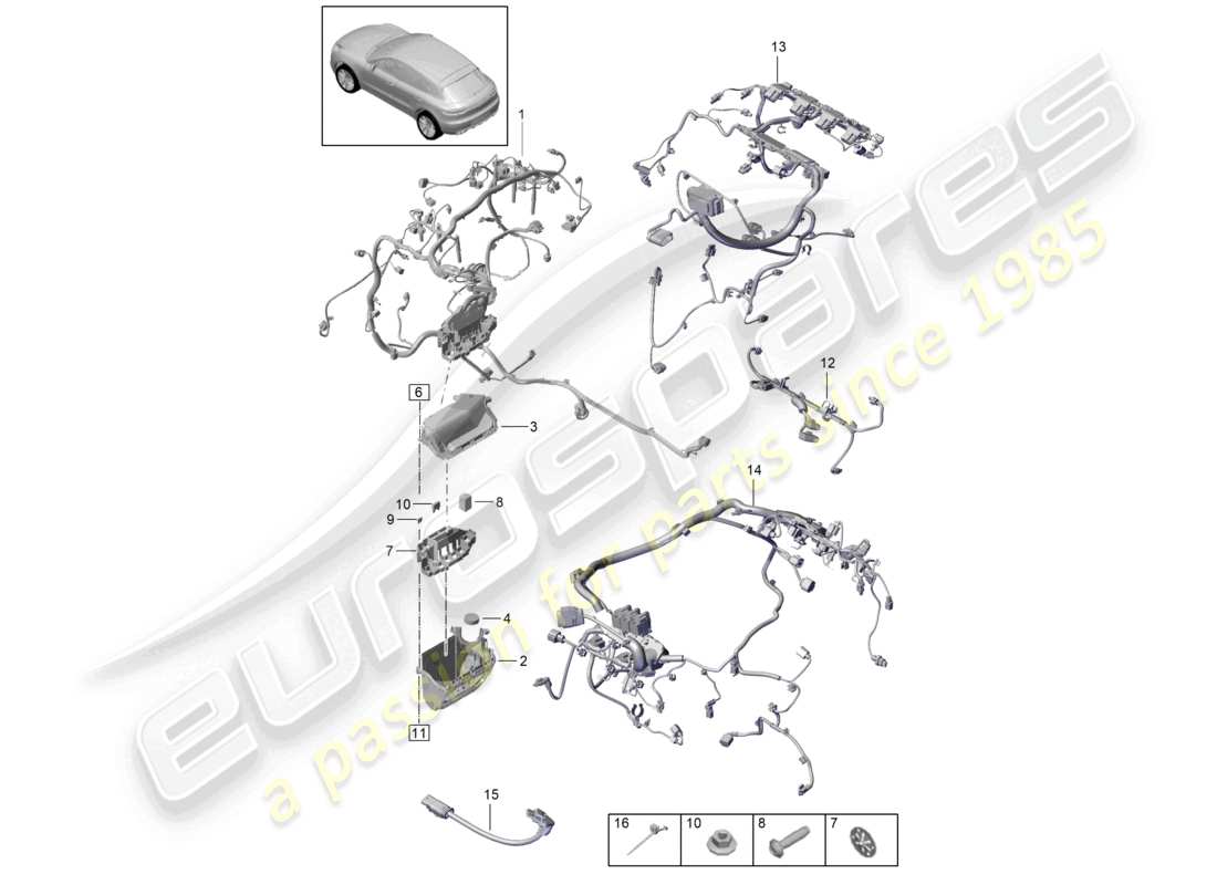 porsche 2021 (macan) wire set engine part diagram