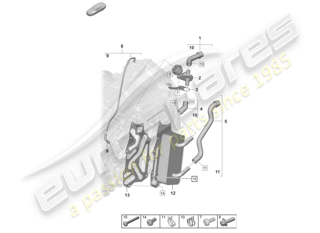 porsche 2023 (992-1 turbo / s) 8-speed dual clutch gearbox - pdk - cooling system for gear oil part diagram