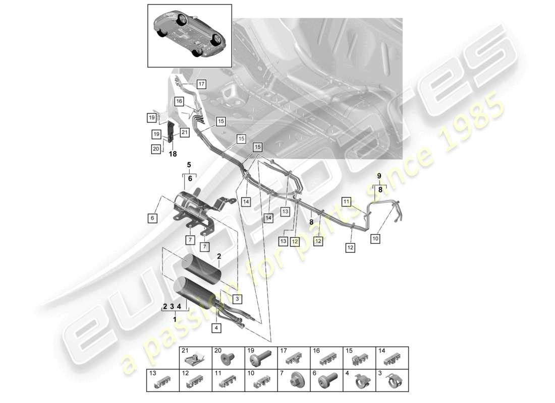 porsche 2021 (panamera 971-1) fuel line underbody part diagram