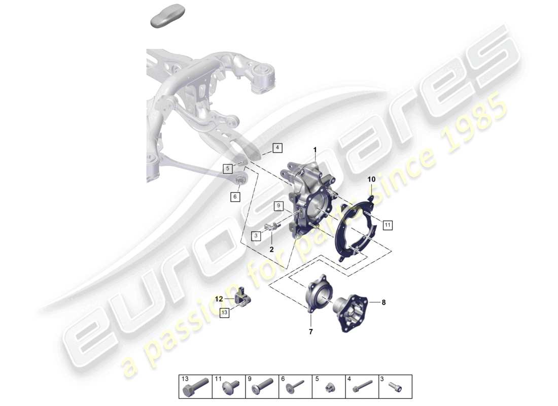 porsche 2023 (cayenne e3 pa) wheel carrier wheel hub part diagram