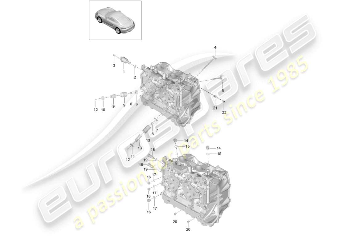 porsche 2026 (718 cayman) cylinder head accessories inlet/outlet valve part diagram