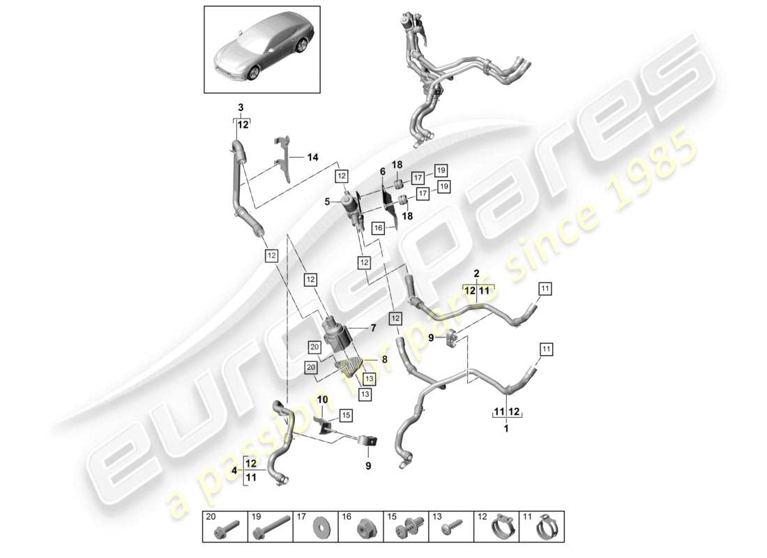 porsche 2021 (panamera 971-1) heater for models with diesel engine part diagram