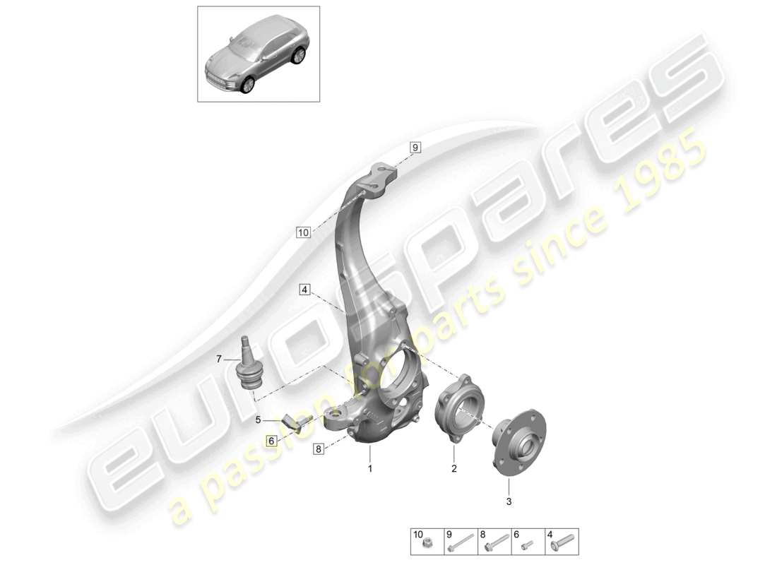 porsche 2021 (macan) swivel mounting wheel hub part diagram