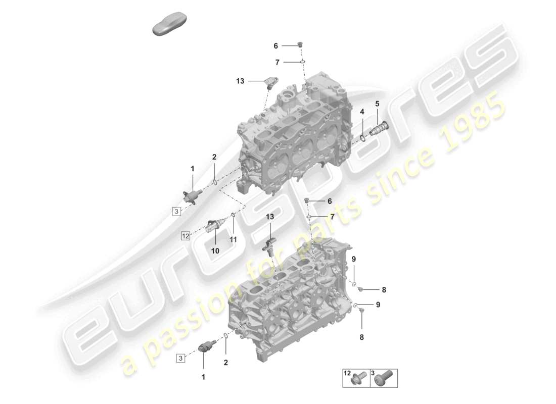 porsche 2022 (992-1 turbo / s) cylinder head individual parts sealing plug sensors part diagram